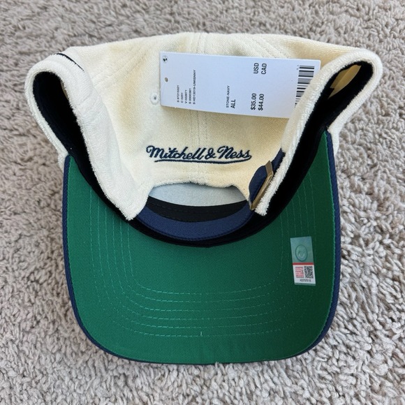 Michigan Wolverines Dune Hat Mitchell & Ness Adjustable Stone Navy Dad Fit Cap - Picture 8 of 9